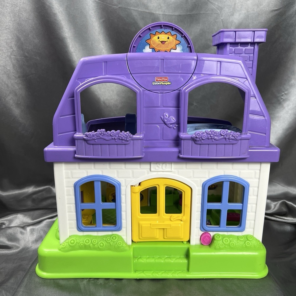 2008 Fisher Price Little People Happy Sounds Home Purple Testing Working Vintage